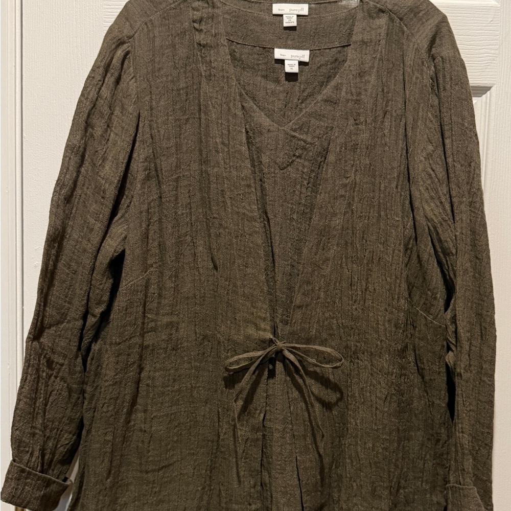 Jjill Olive Green V-Neck tank and jacket